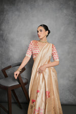 Thumbnail for Jyoti Fashion Women's Cream Soft Tussar Silk Floral Printed Saree with Blouse - Distacart