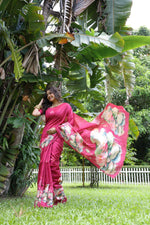 Thumbnail for Jyoti Fashion Women's Rani Pink Soft Tussar Silk Floral Printed Saree with Blouse - Distacart