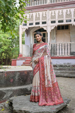Thumbnail for Jyoti Fashion Women's Maroon Soft Tussar Silk Floral Printed Saree with Blouse - Distacart