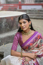 Thumbnail for Jyoti Fashion Women's Lavender Soft Tussar Silk Floral Printed Saree with Blouse - Distacart