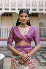 Thumbnail for Jyoti Fashion Women's Lavender Soft Tussar Silk Floral Printed Saree with Blouse - Distacart