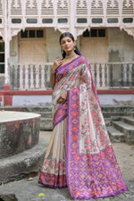 Thumbnail for Jyoti Fashion Women's Lavender Soft Tussar Silk Floral Printed Saree with Blouse - Distacart