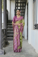 Thumbnail for Jyoti Fashion Women's Green Soft Tussar Silk Temple Border Saree with Blouse - Distacart
