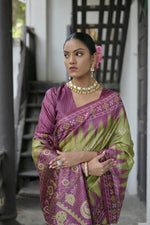 Thumbnail for Jyoti Fashion Women's Green Soft Tussar Silk Temple Border Saree with Blouse - Distacart