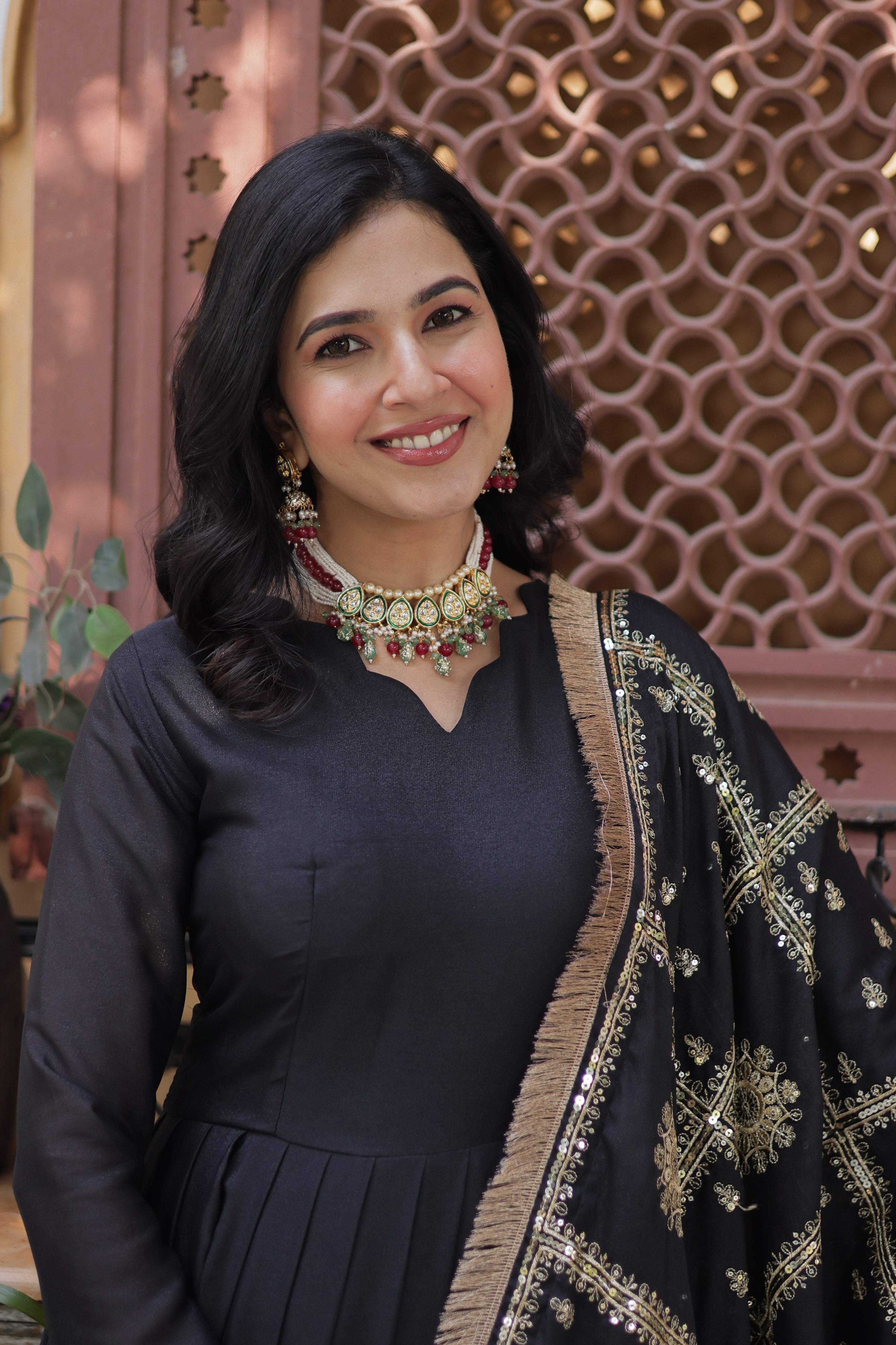 Jyoti Fashion Women's Black Star Georgette Sequins Zari Embroidered Long Anarkali Sets - Distacart