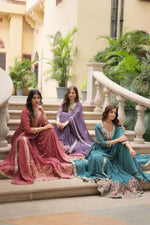 Thumbnail for Jyoti Fashion Women's Purple, Gajri & Rama Faux Georgette Rich Sequins Embroidered Combo Anarkali Set with Dupatta - Distacart