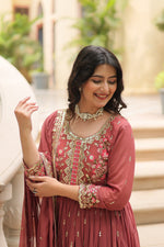 Thumbnail for Jyoti Fashion Women's Gajri Faux Georgette Rich Sequins Embroidered Anarkali Set with Dupatta - Distacart