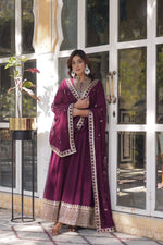 Thumbnail for Jyoti Fashion Women's Wine Faux Georgette Rich Sequins Embroidered Anarkali Set with Dupatta - Distacart