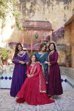 Thumbnail for Jyoti Fashion Women's Wine, Rama, Pink & Jamuni Star Georgette Rich Sequins Embroidered Combo Anarkali Set with Dupatta - Distacart