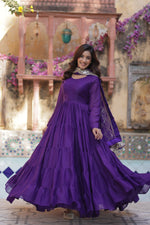 Thumbnail for Jyoti Fashion Women's Jamuni Star Georgette Rich Sequins Embroidered Anarkali Set with Dupatta - Distacart
