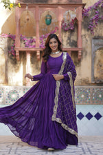 Thumbnail for Jyoti Fashion Women's Jamuni Star Georgette Rich Sequins Embroidered Anarkali Set with Dupatta - Distacart