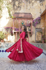 Thumbnail for Jyoti Fashion Women's Pink Star Georgette Rich Sequins Embroidered Anarkali Set with Dupatta - Distacart