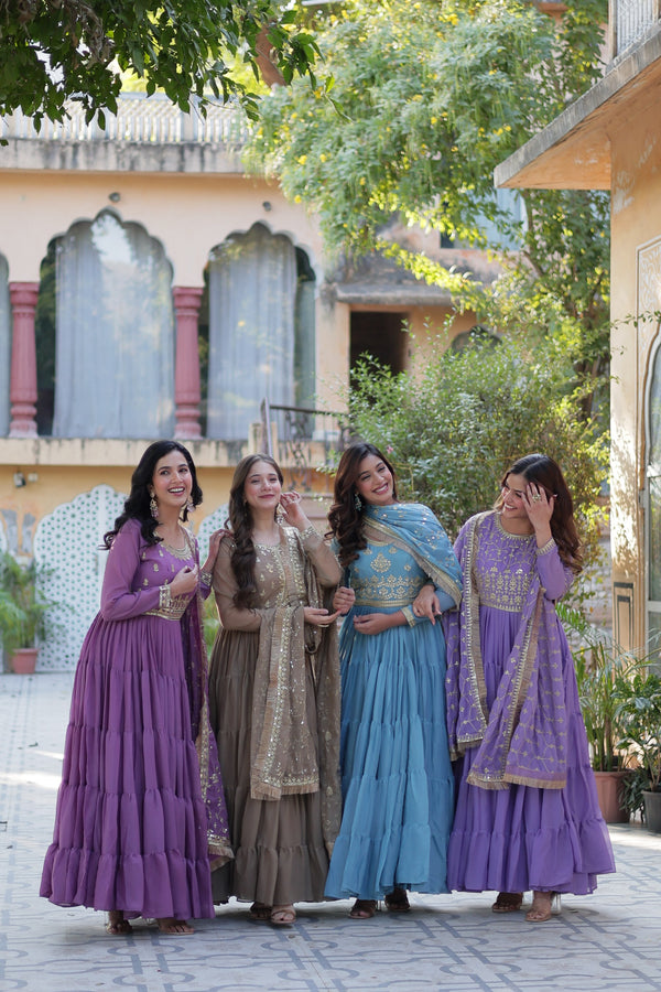 Buy Jyoti Fashion Women's Jamuni, Beige, Sky Blue & Purple Star ...