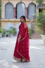 Thumbnail for Jyoti Fashion Women's Pink Faux Georgette Rich Sequins Embroidered Anarkali Set with Dupatta - Distacart