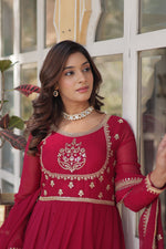 Thumbnail for Jyoti Fashion Women's Pink Faux Georgette Rich Sequins Embroidered Anarkali Set with Dupatta - Distacart