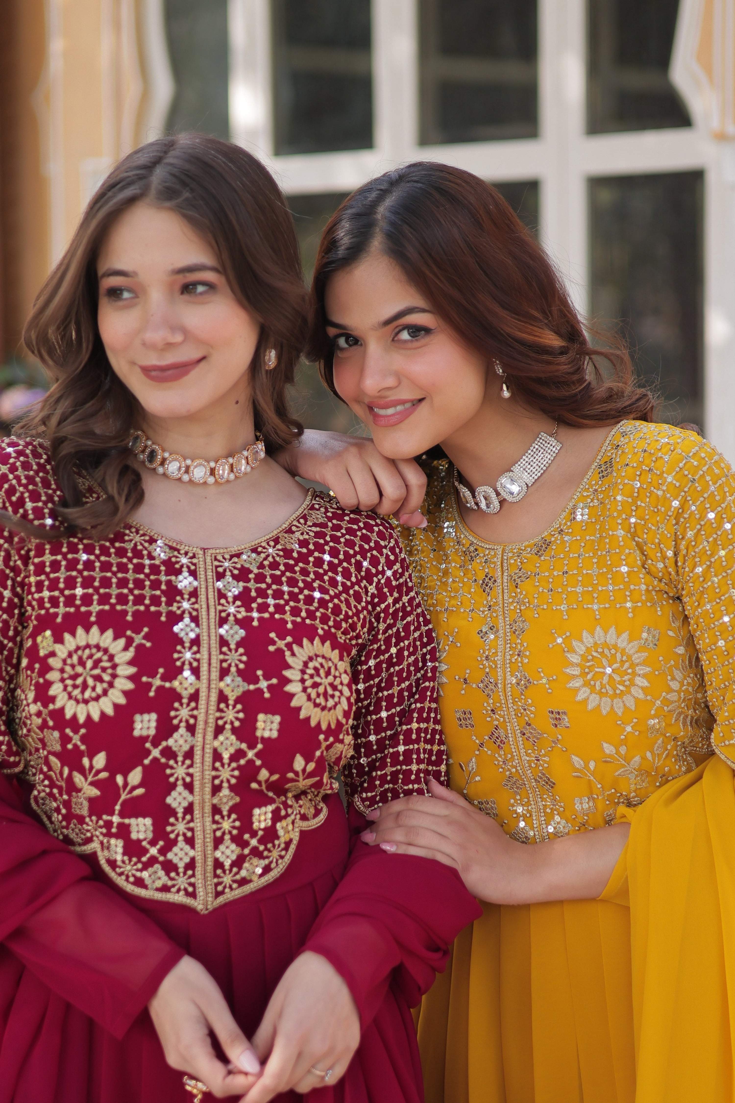 Jyoti Fashion Women's Pink & Yellow Faux Georgette Embroidered Designer Combo Anarkali Set with Dupatta - Distacart