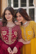 Thumbnail for Jyoti Fashion Women's Pink & Yellow Faux Georgette Embroidered Designer Combo Anarkali Set with Dupatta - Distacart