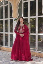 Thumbnail for Jyoti Fashion Women's Pink Faux Georgette Embroidered Designer Anarkali Set with Dupatta - Distacart