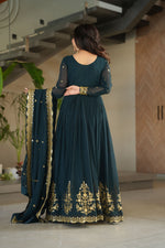 Thumbnail for Jyoti Fashion Women's Rama Faux Georgette Zari Thread & Sequins Embroidered Anarkali Set with Dupatta - Distacart