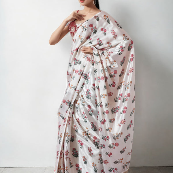 Jyoti Fashion Women's Multicolor Chinon Digital Printed Ready To Wear Saree with Blouse - Distacart