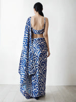 Thumbnail for Jyoti Fashion Women's Blue Chinon Digital Printed Ready To Wear Saree with Blouse - Distacart