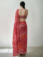 Thumbnail for Jyoti Fashion Women's Gajri Marble Chiffon Printed Ready To Wear Saree with Blouse - Distacart