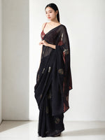 Thumbnail for Jyoti Fashion Women's Black Marble Chiffon Printed Ready To Wear Saree with Blouse - Distacart