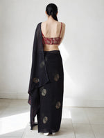 Thumbnail for Jyoti Fashion Women's Black Marble Chiffon Printed Ready To Wear Saree with Blouse - Distacart