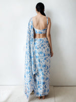 Thumbnail for Jyoti Fashion Women's Sky Blue Chinon Digital Printed Ready To Wear Saree with Blouse - Distacart