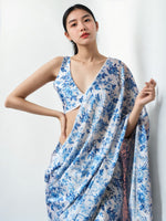 Thumbnail for Jyoti Fashion Women's Blue Chinon Digital Printed Ready To Wear Saree with Blouse - Distacart