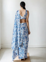 Thumbnail for Jyoti Fashion Women's Blue Chinon Digital Printed Ready To Wear Saree with Blouse - Distacart