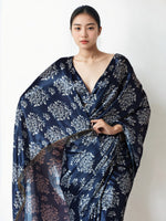 Thumbnail for Jyoti Fashion Women's Navy Blue Chinon Digital Printed Ready To Wear Saree with Blouse - Distacart