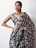 Thumbnail for Jyoti Fashion Women's Black Chinon Digital Printed Ready To Wear Saree with Blouse - Distacart