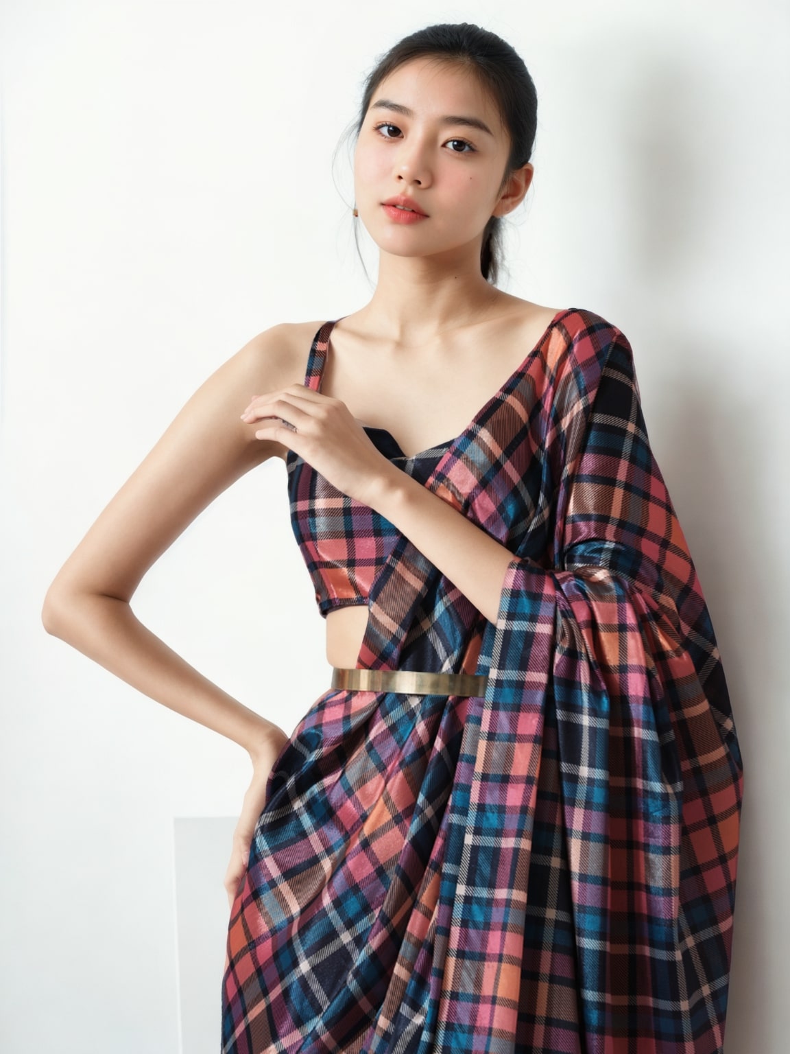 Jyoti Fashion Women's Multicolor Chinon Digital Printed Ready To Wear Saree with Blouse - Distacart