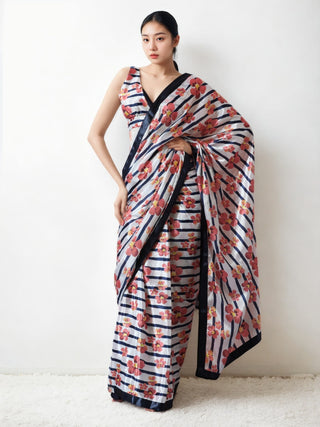 Jyoti Fashion Women's Multicolor Chinon Digital Printed Ready To Wear Saree with Blouse - Distacart