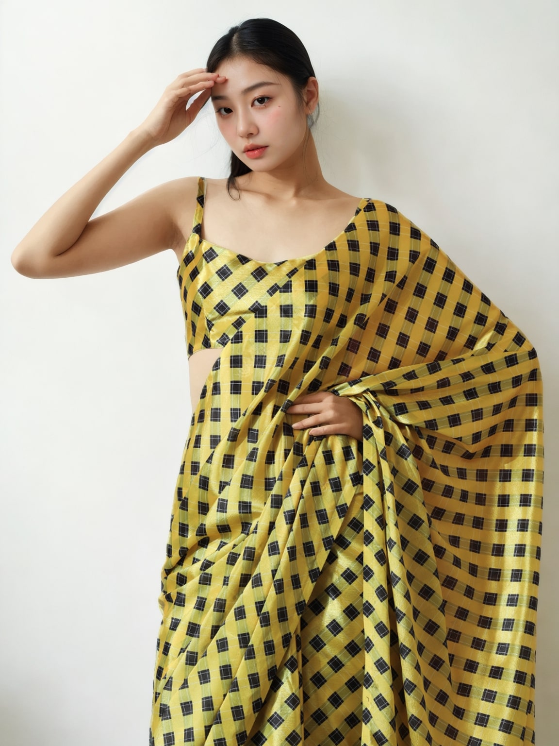 Jyoti Fashion Women's Mehendi Chinon Digital Printed Ready To Wear Saree with Blouse - Distacart