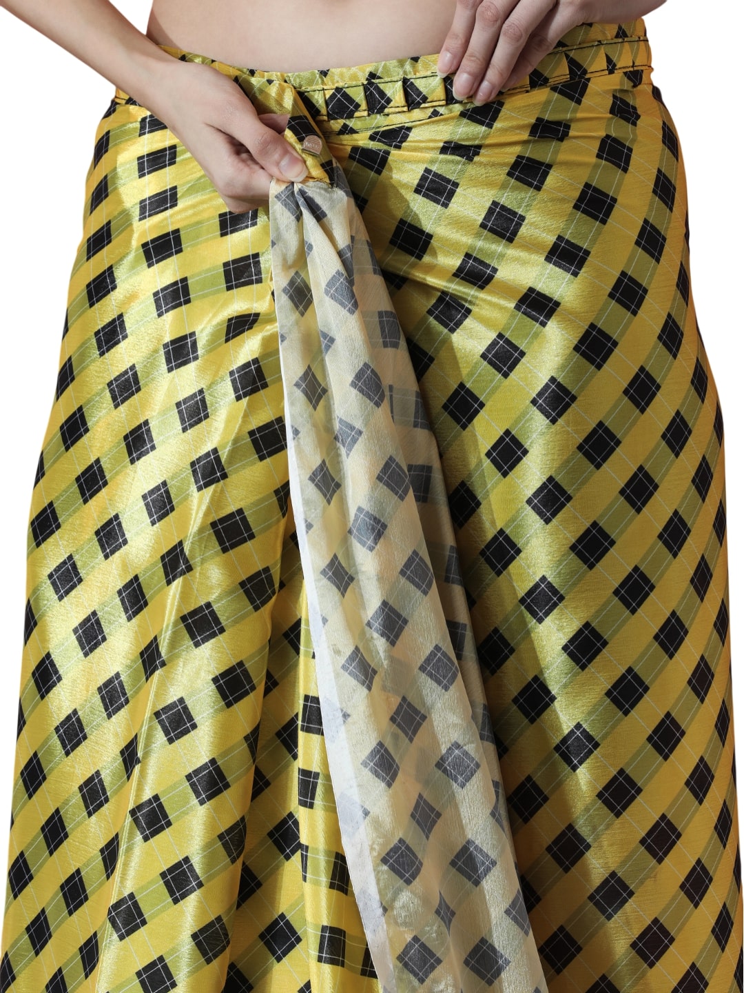 Jyoti Fashion Women's Mehendi Chinon Digital Printed Ready To Wear Saree with Blouse - Distacart