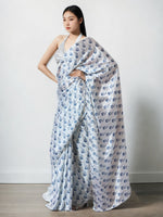 Thumbnail for Jyoti Fashion Women's Blue Chinon Digital Printed Ready To Wear Saree with Blouse - Distacart