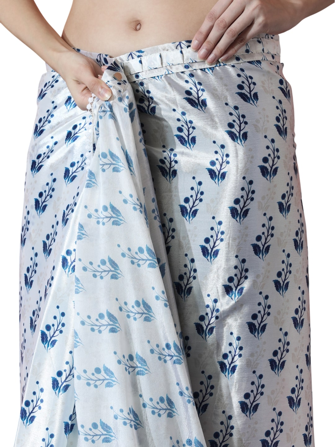 Jyoti Fashion Women's Blue Chinon Digital Printed Ready To Wear Saree with Blouse - Distacart