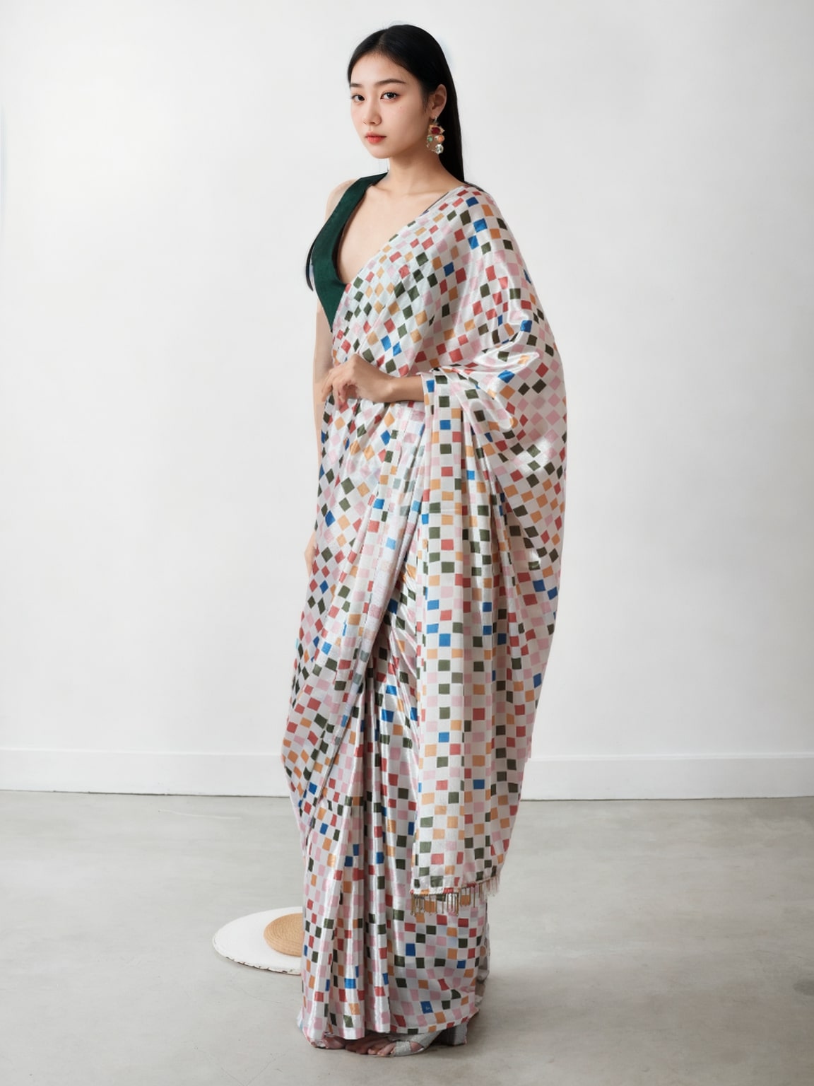 Jyoti Fashion Women's Multicolor Chinon Digital Printed Ready To Wear Saree with Blouse - Distacart