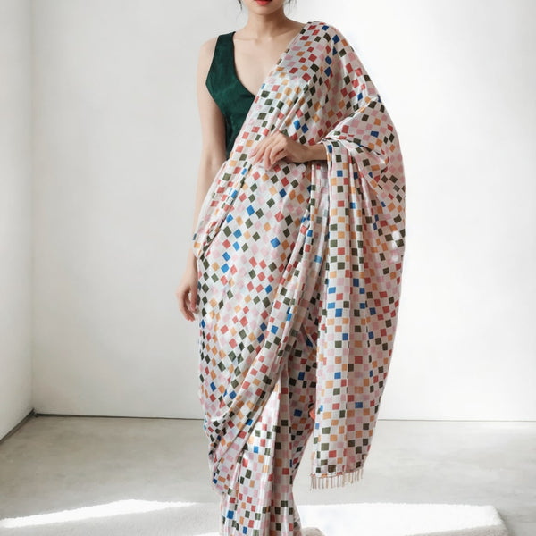 Jyoti Fashion Women's Multicolor Chinon Digital Printed Ready To Wear Saree with Blouse - Distacart