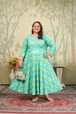 Thumbnail for Jyoti Fashion Women's Sky Blue Rayon Floral Print with Sequins Designer Anarkali Set