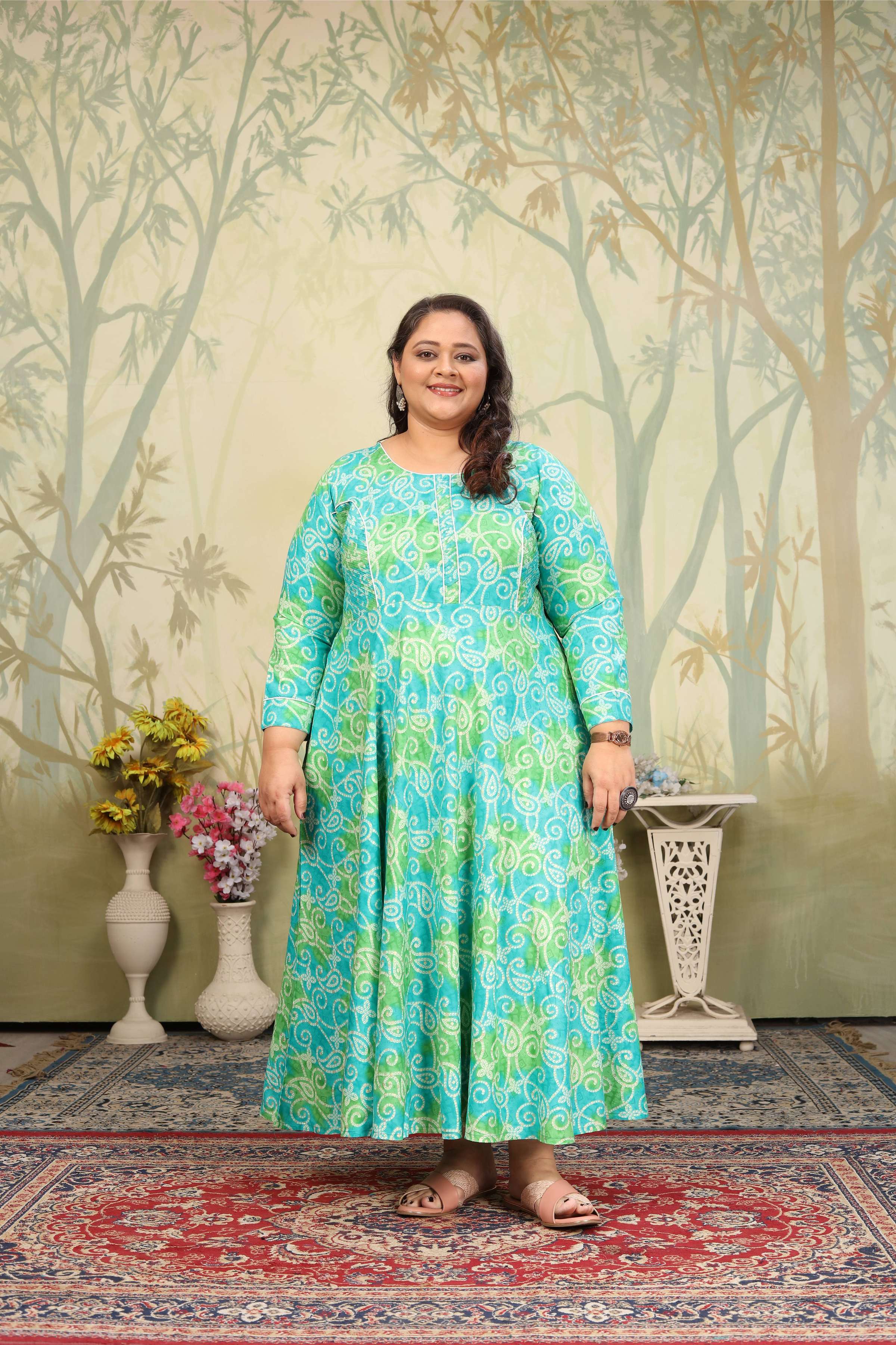 Jyoti Fashion Women's Sky Blue Rayon Floral Print with Sequins Designer Anarkali Set - Distacart