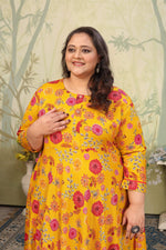Thumbnail for Jyoti Fashion Women's Yellow Rayon Floral Print with Sequins Designer Anarkali Set