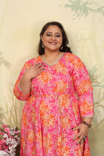 Thumbnail for Jyoti Fashion Women's Pink Rayon Floral Print with Sequins Designer Anarkali Set