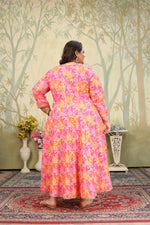 Thumbnail for Jyoti Fashion Women's Pink Rayon Floral Print with Sequins Designer Anarkali Set