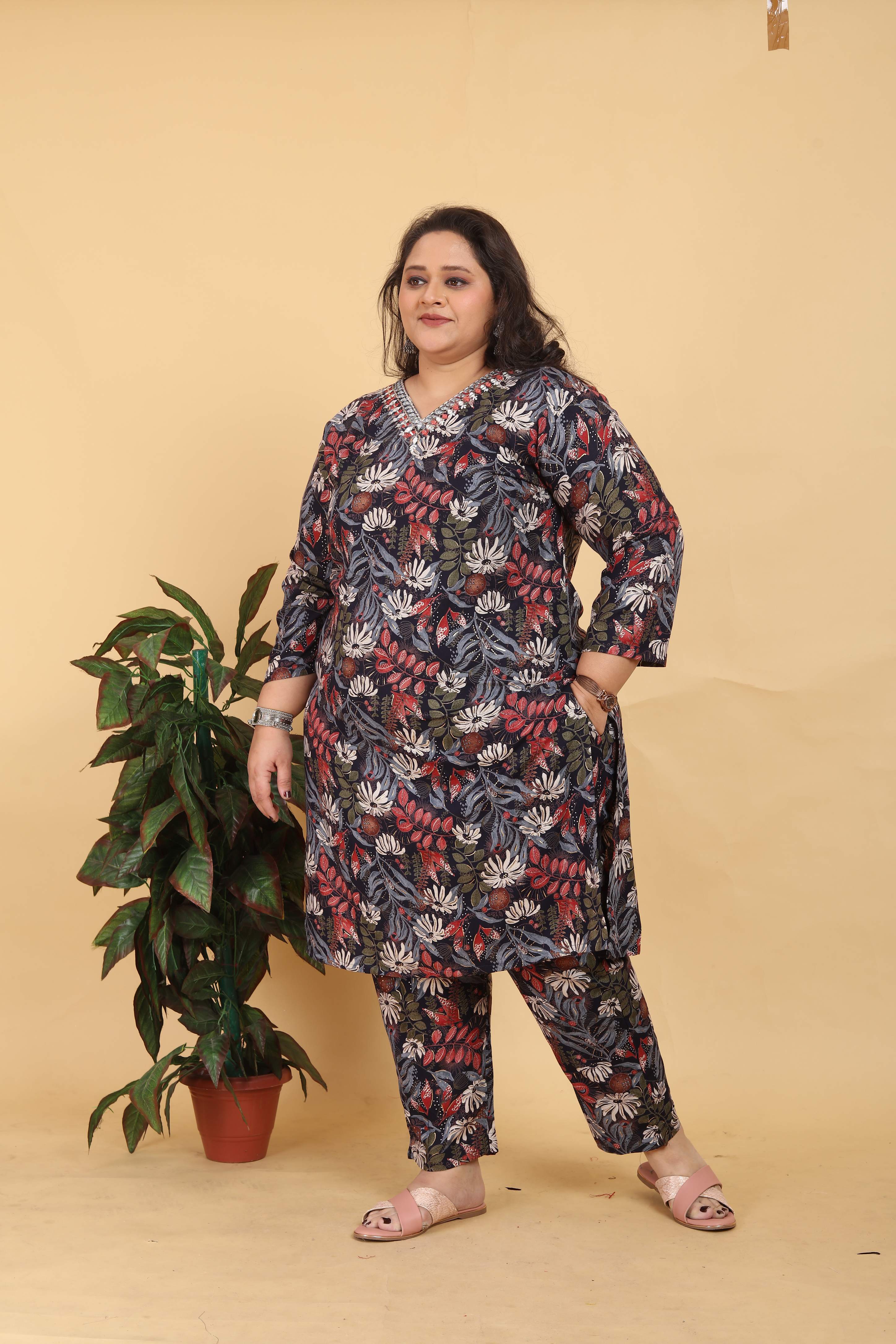 Jyoti Fashion Women's Black Rayon Digital Print with Handwork Kurta Set - Distacart