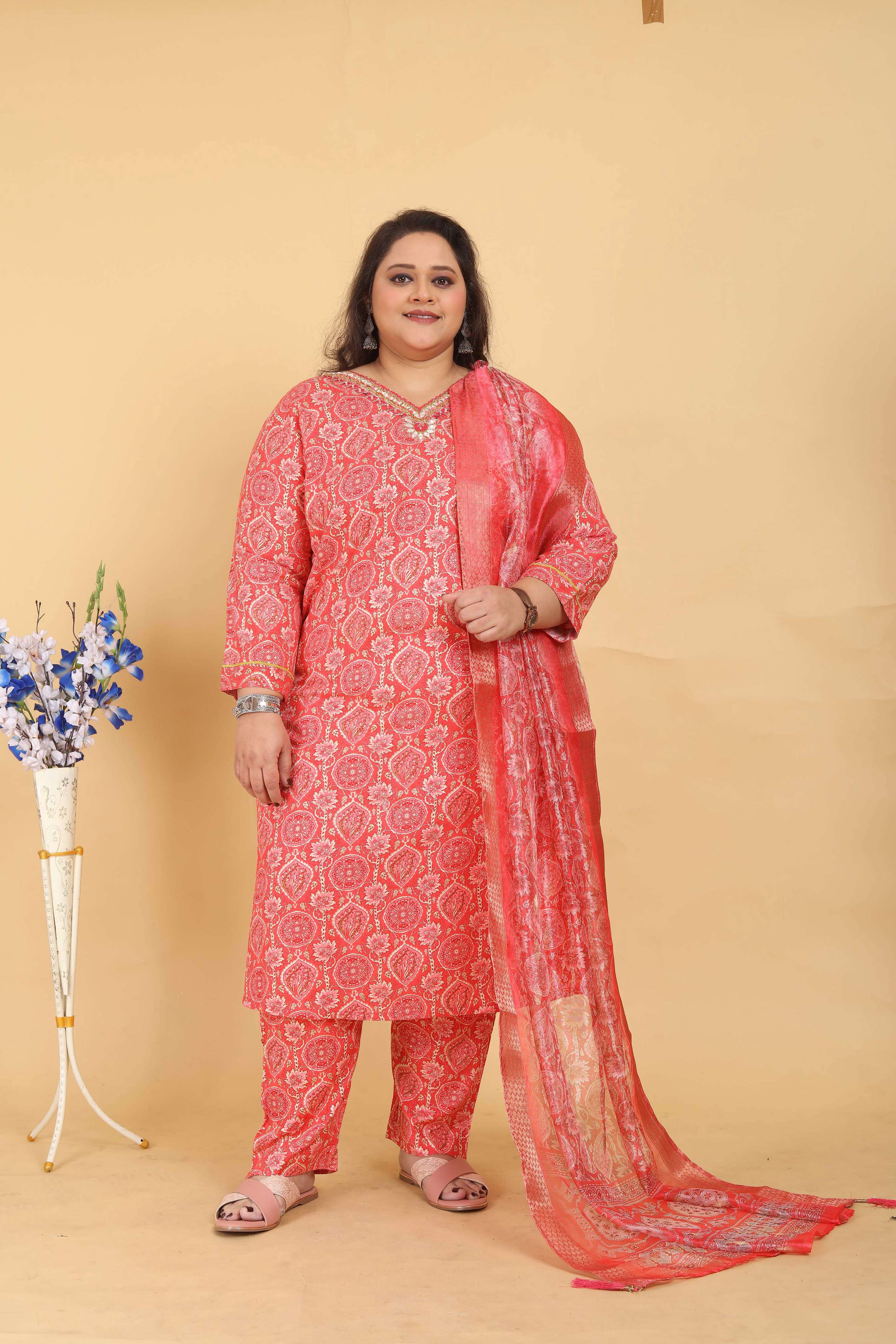 Jyoti Fashion Women's Pink Rayon Digital Print with Handwork Kurta Set - Distacart