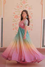 Thumbnail for Jyoti Fashion Women's Peach Gold Crush Embroidered Designer Anarkali Set - Distacart