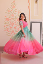 Thumbnail for Jyoti Fashion Women's Pink Gold Crush Embroidered Designer Anarkali Set - Distacart